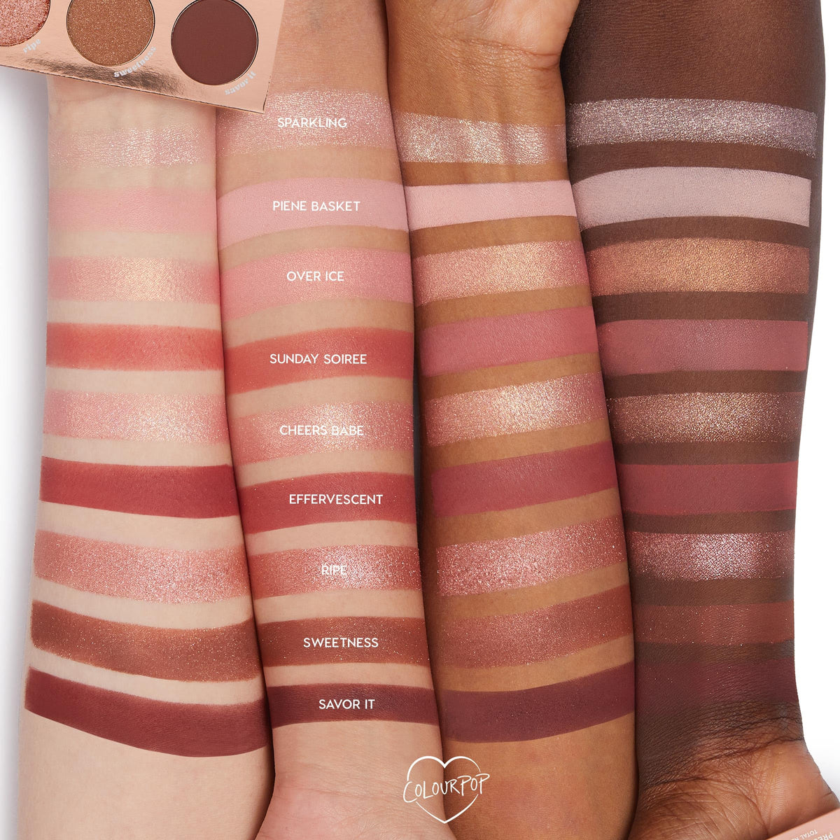 ColourPop palette with brush applying shimmer, effortless color application