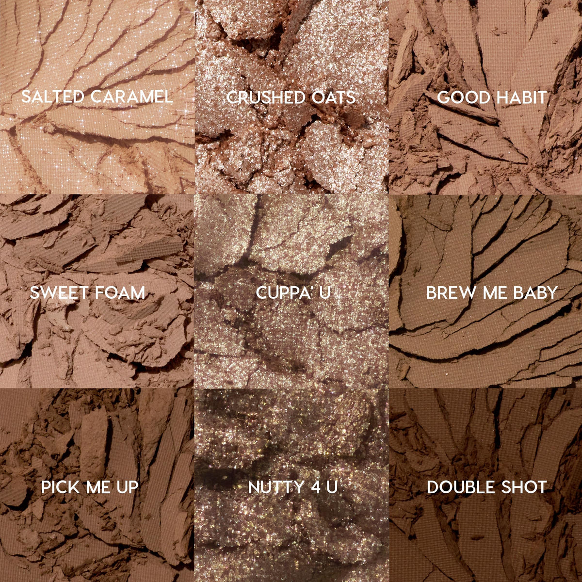 ColourPop Deja Brew pans close-up showing soft pressed-powder texture for smooth blending
