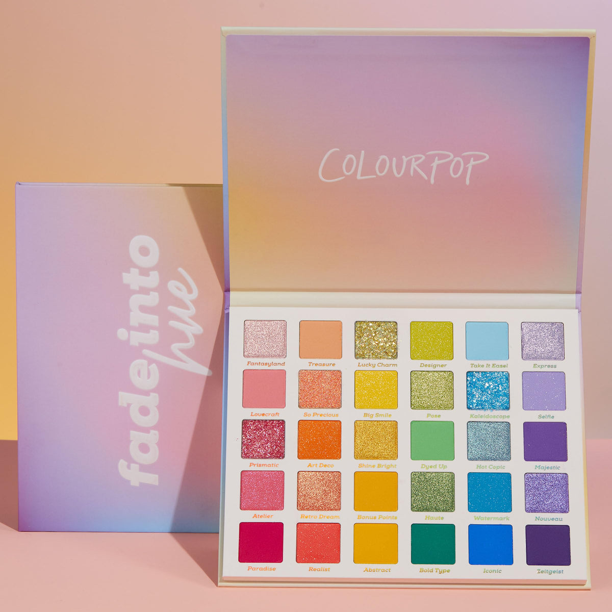 Model wearing ColourPop Fade Into Hue eye look to show vibrant color and finished impact