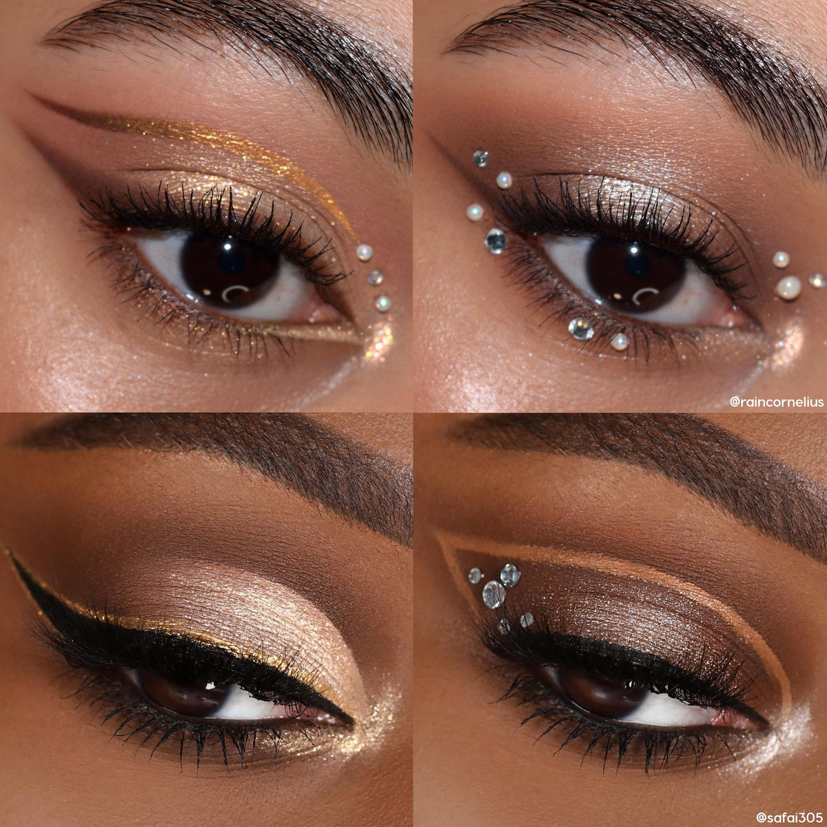 ColourPop applied on eyelid demonstrating blended brown-and-gold finish
