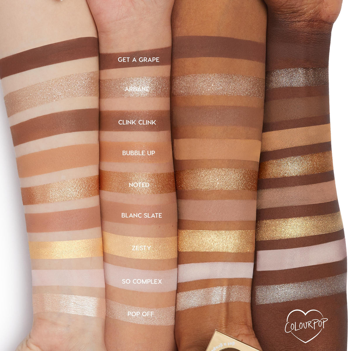 ColourPop metallic shade swipe showing creamy shine and high pigment