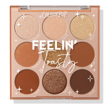 ColourPop Feelin' Toasty palette front view showing case and branding, versatile travel-friendly set