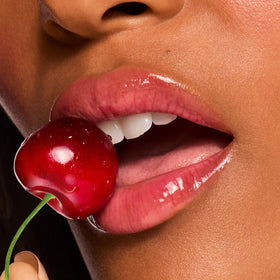 ColourPop lips close-up wearing Cherry Glaze for plump shine