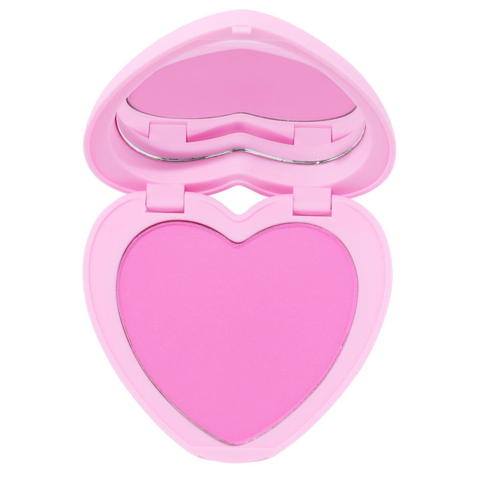 ColourPop heart compact front view showing blush and portability