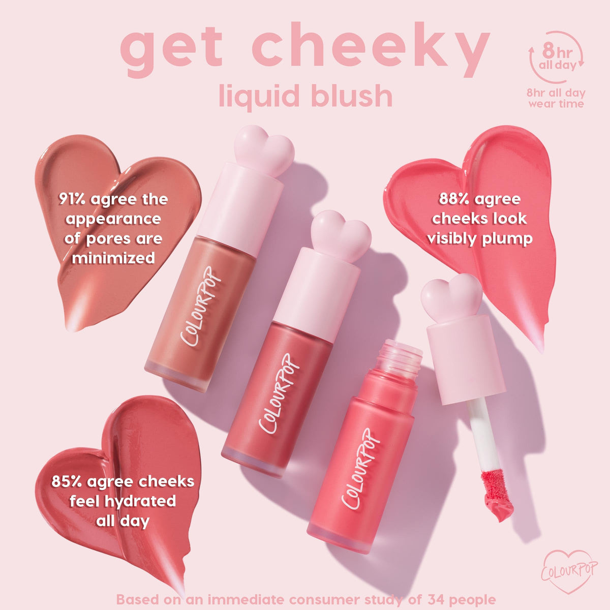 ColourPop ingredients visual with hyaluronic acid symbol showing hydration benefit