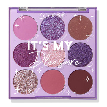 ColourPop it's my pleasure palette front view showing compact packaging and shade range benefits