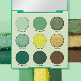 ColourPop on eyelid application showing metallic green impact and long-wear finish