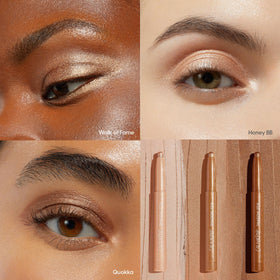 ColourPop worn in an evening makeup look highlighting warm metallic shimmer for glamorous impact