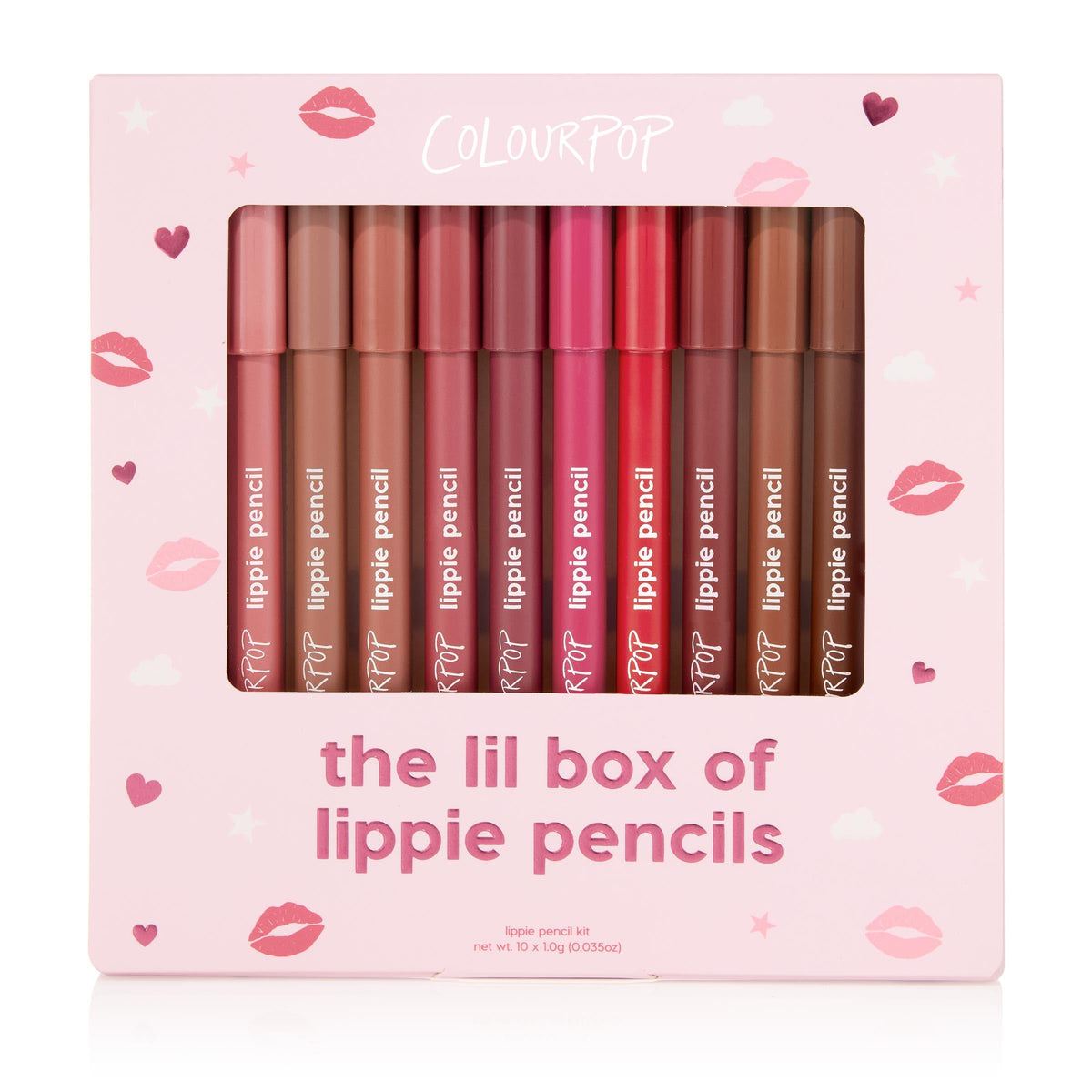 ColourPop front packaging showing the 10-piece kit and color variety