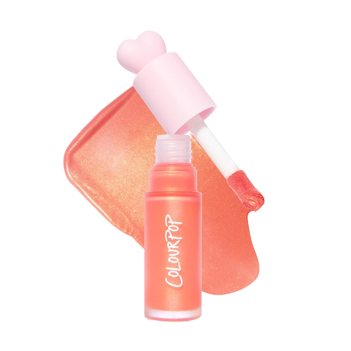 ColourPop front packaging showing peach shade and compact tube benefit travel-friendly