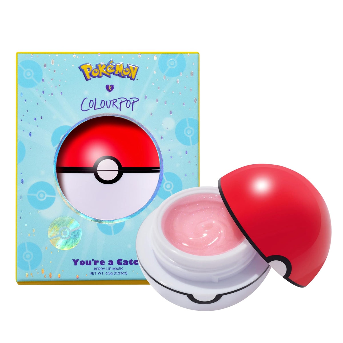 ColourPop Poké Ball packaging view showing collectible case and playful design, ideal for gifting
