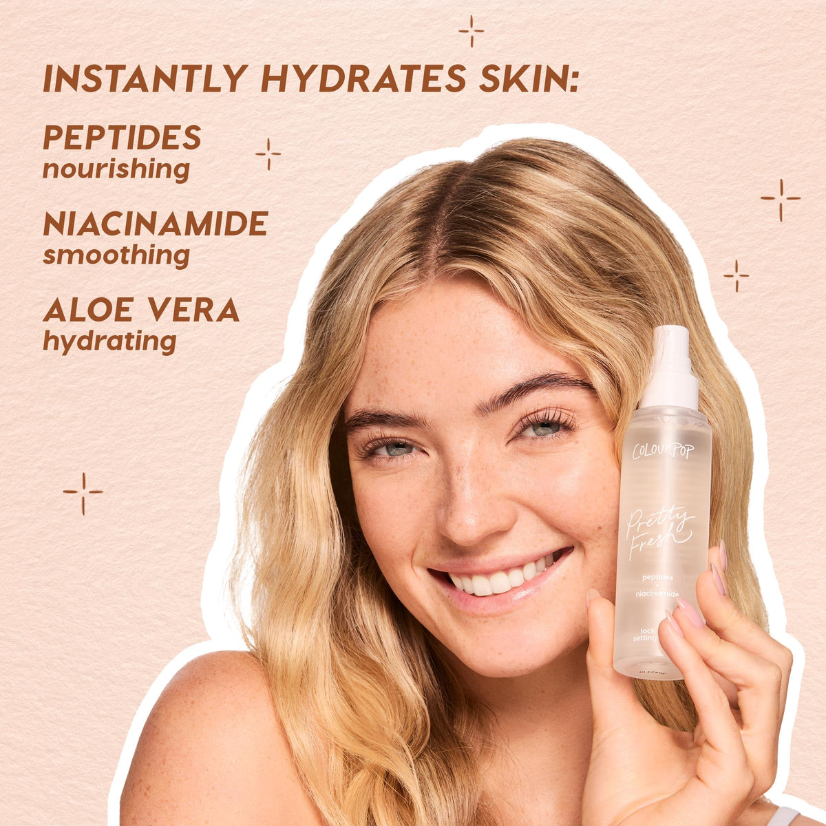 ColourPop mist in use on face demonstrating instant hydration