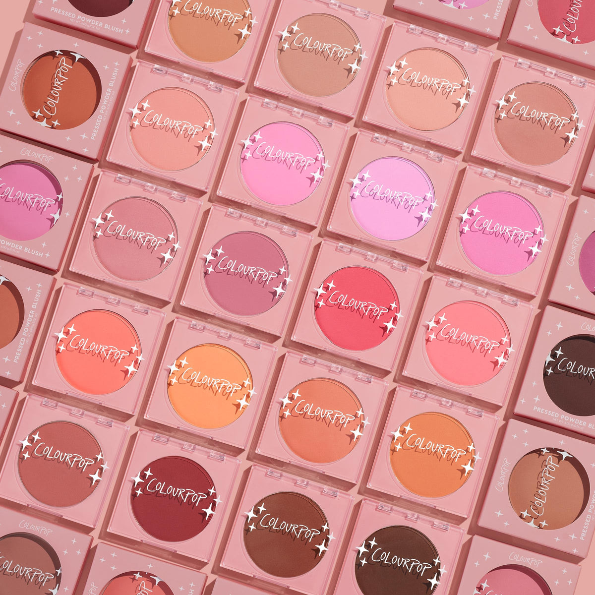 ColourPop compact next to fingers showing 0.21 oz travel-friendly size benefit
