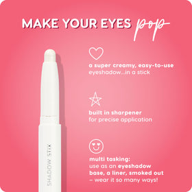 Hand applying ColourPop Shadow Stix Cold Girl on eyelid for quick swipe-and-blend eye looks
