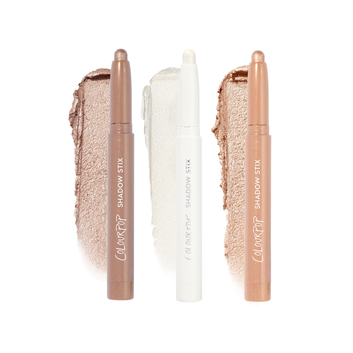 ColourPop Shadow Stix front packaging showing three sticks and logo, easy portable makeup