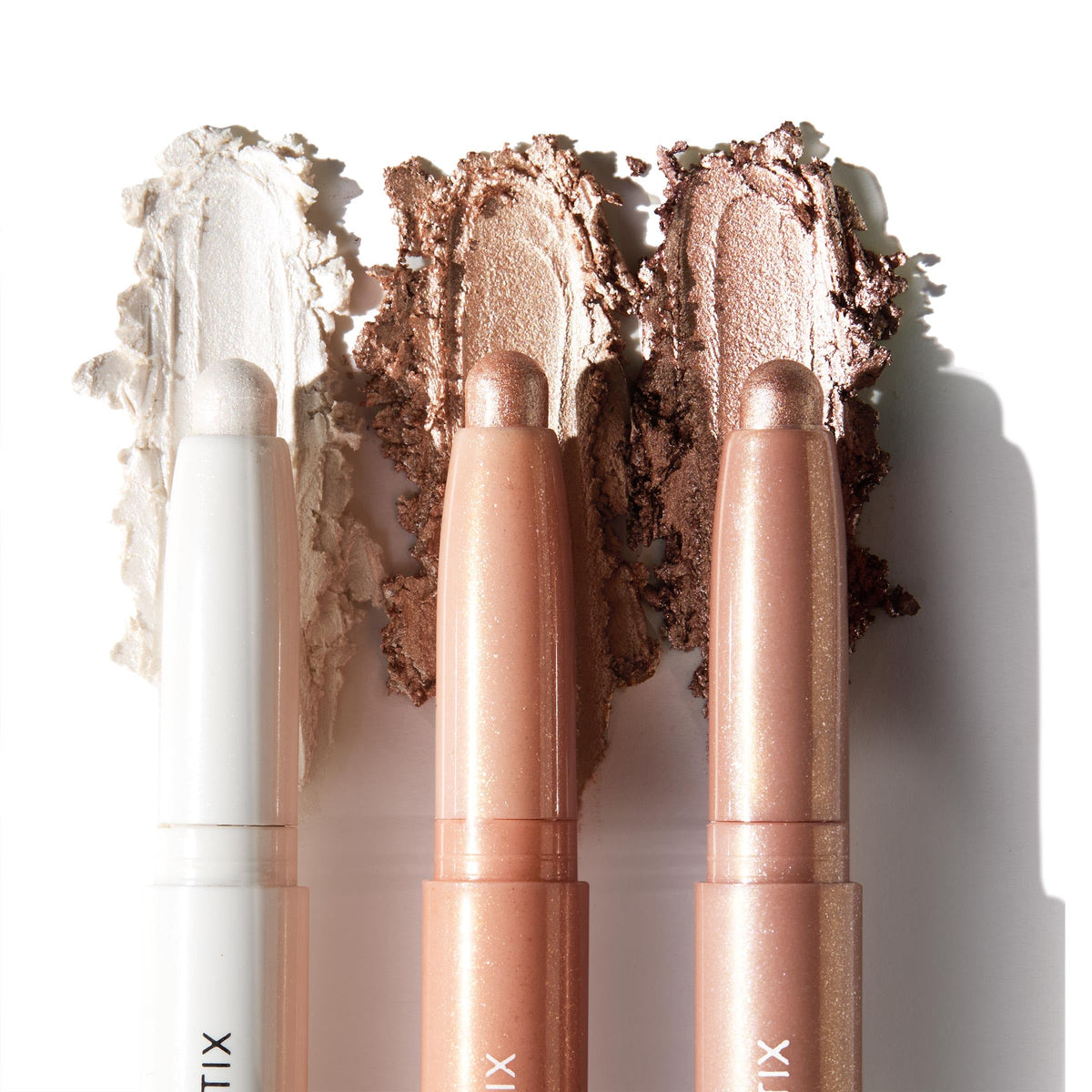 ColourPop Shadow Stix three shades laid flat demonstrating metallic neutrals and versatility