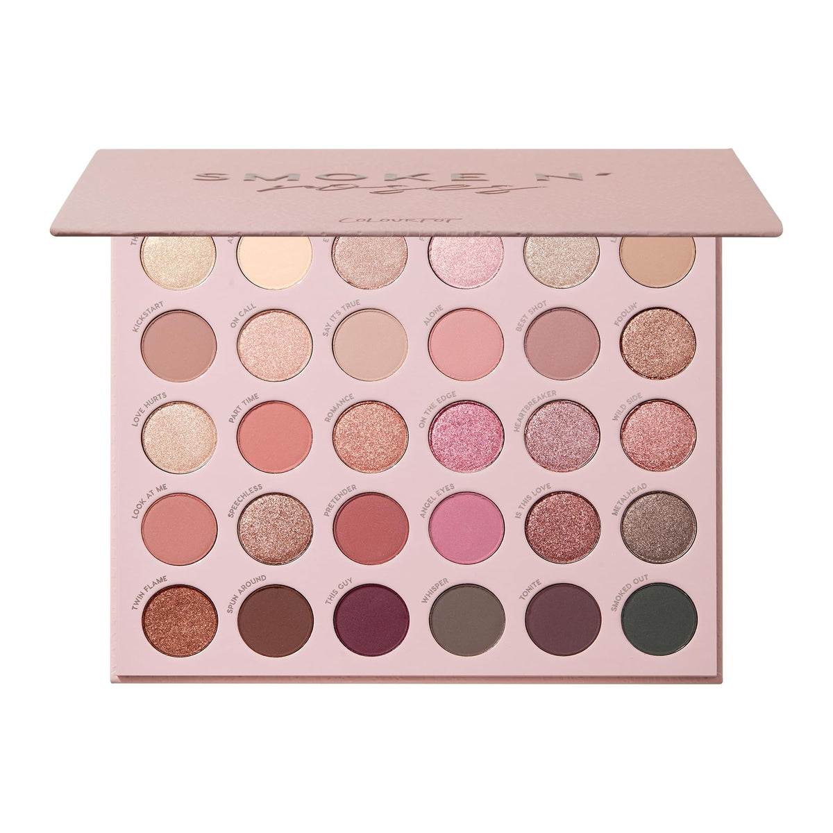 ColourPop Smoke N Roses palette open showing all shades and versatile mix