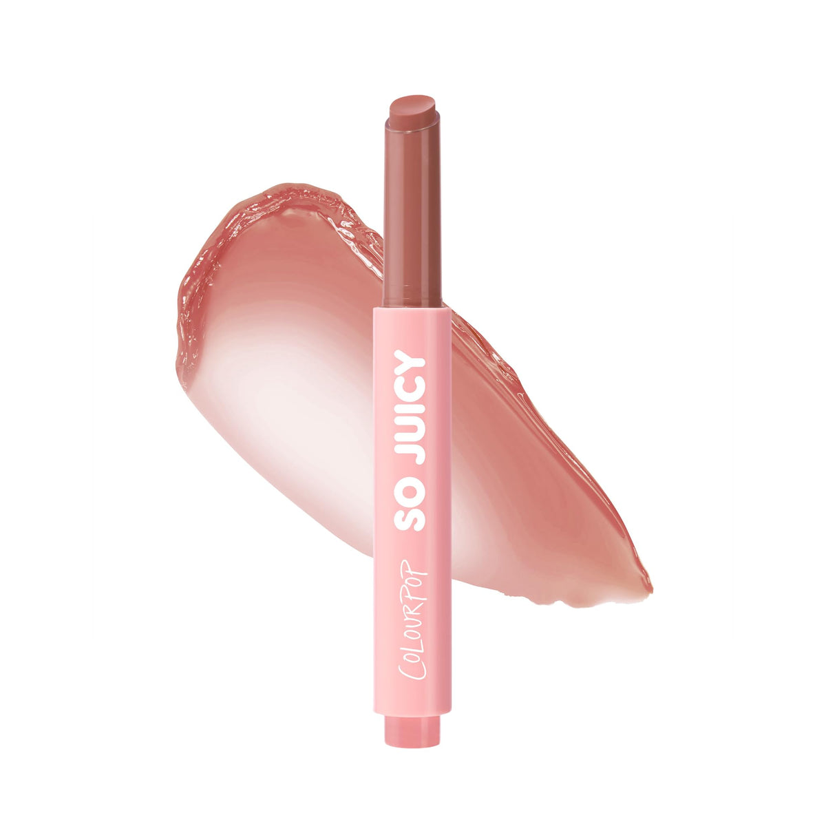 ColourPop So Juicy front stick showing shade Doe and glossy finish benefit