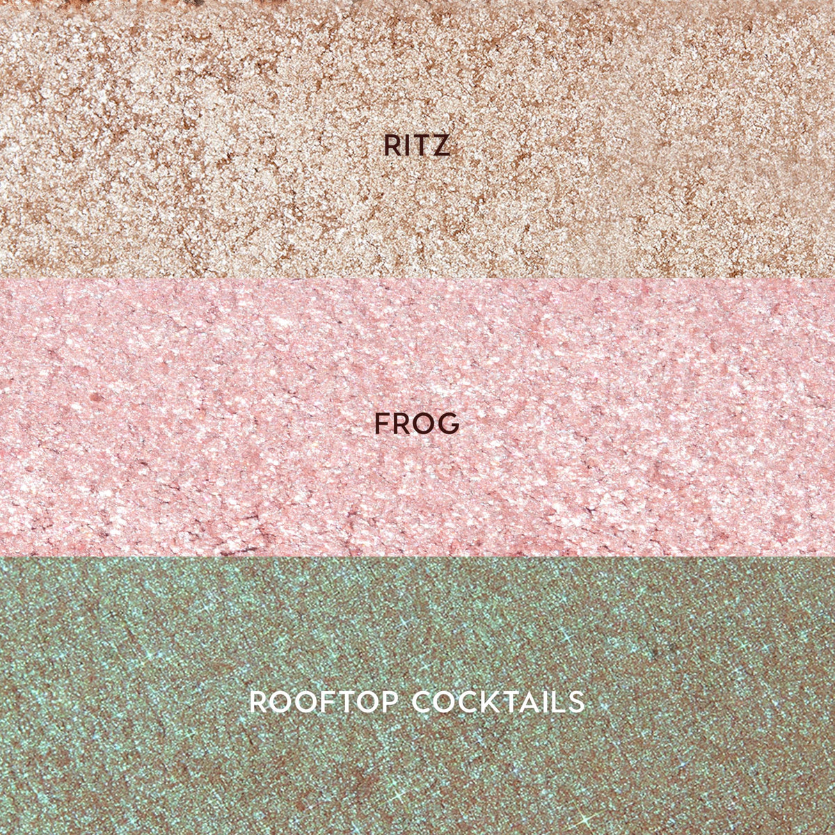 ColourPop open compact displaying pans of Ritz Frog Rooftop Cocktails and easy access