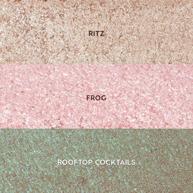 ColourPop open compact displaying pans of Ritz Frog Rooftop Cocktails and easy access