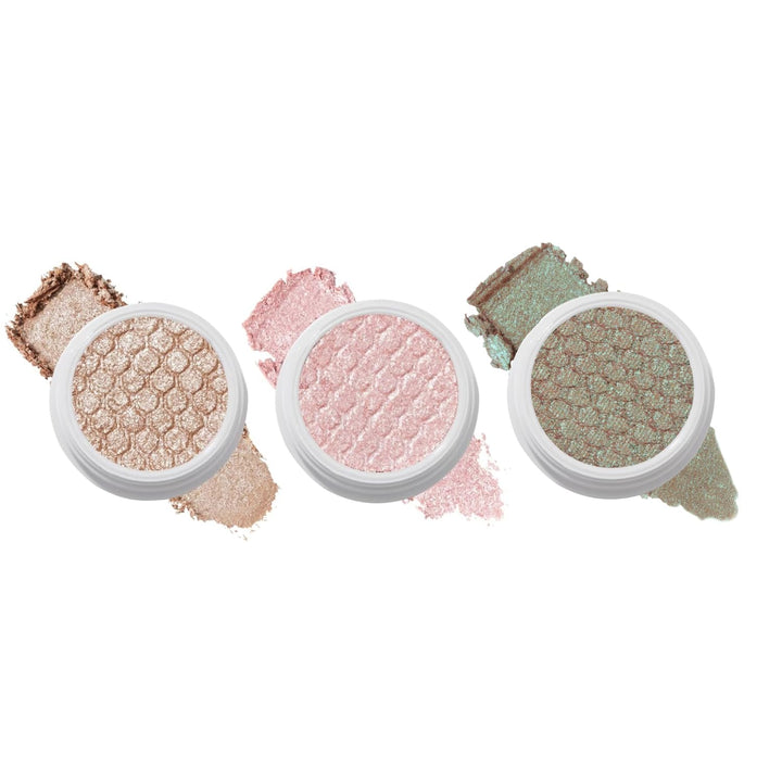 ColourPop trio front packaging showing three glitter shades and compact design benefit versatility