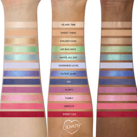 ColourPop swatch strip on arm displaying true-to-pan color and buildable intensity