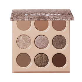 ColourPop palette front compact showing nine cool taupe shades and logo benefit versatile