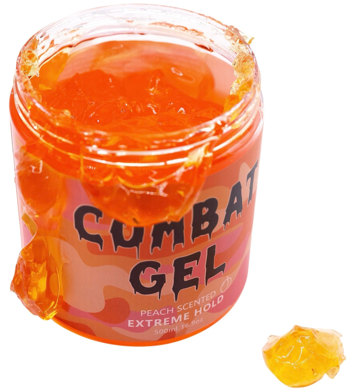 Combat Gel peach-colored gel texture close-up highlighting smooth application