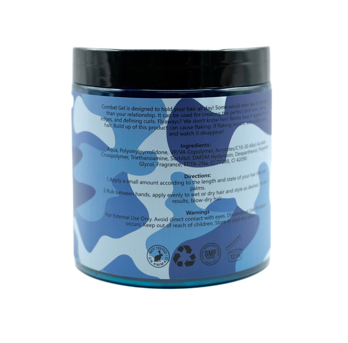 Combat Gel styling in use demonstrates laid edges and defined curls benefit