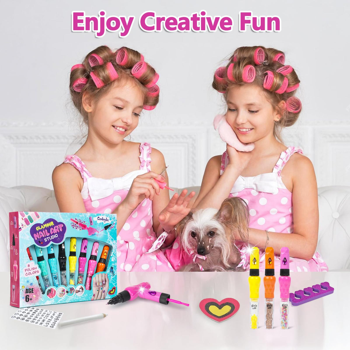 Combaybe accessories layout with gems stickers and tools for detailed decorating
