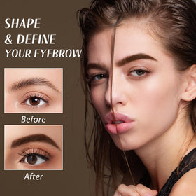 Comdian brush applying tint to eyebrow demonstrating precise shaping benefit