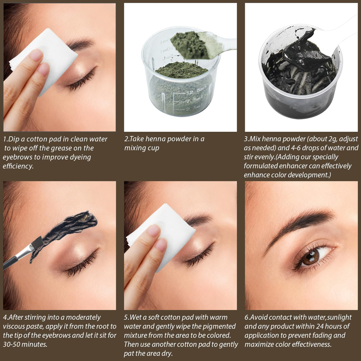 Comdian before and after eyebrow comparison displaying fuller natural-looking color