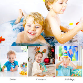 comfso fizzing bath bomb in tub creating colorful bubbles and sensory fun