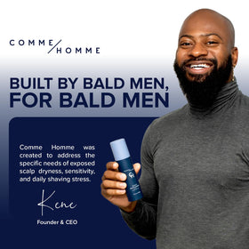 Comme Homme mango butter and aloe visuals emphasizing natural moisturizing benefit