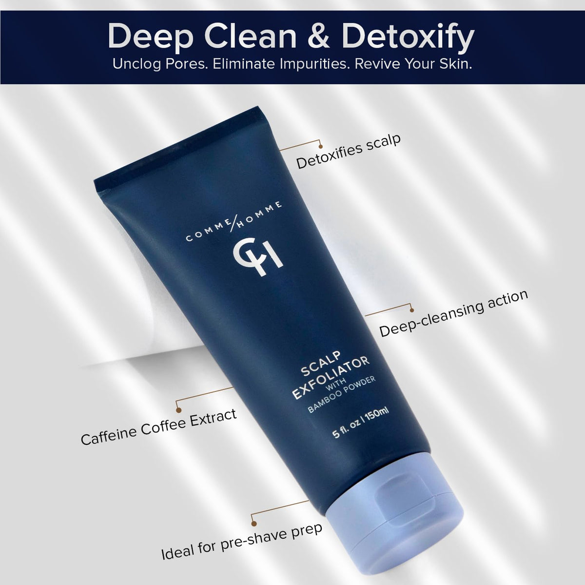 Comme Homme pump dispensed in hand demonstrating easy application