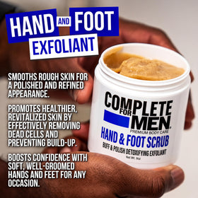 COMPLETE FOR MEN application on heel in shower demonstrating easy use