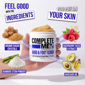 COMPLETE FOR MEN before and after feet comparison showing smoother skin