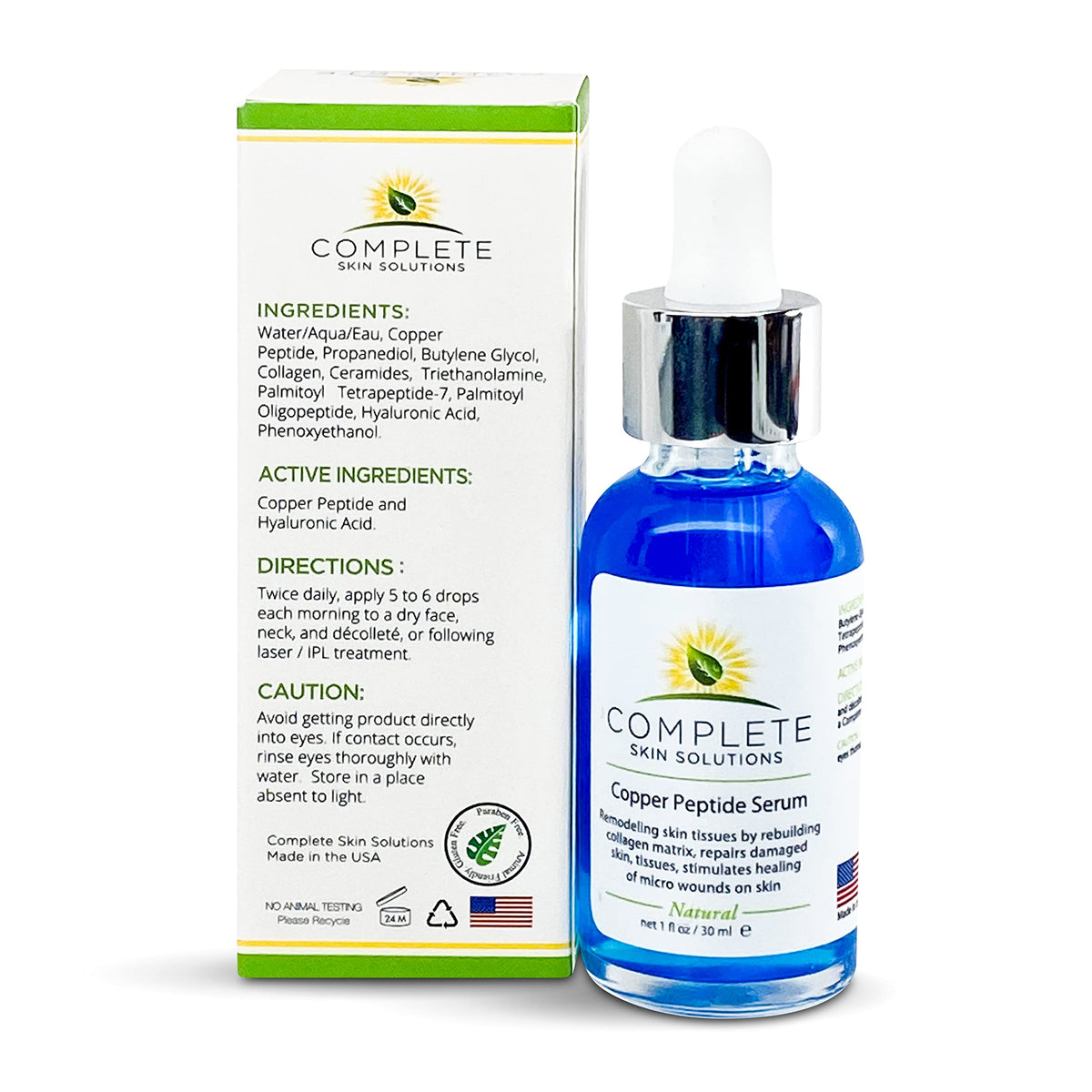 Complete Skin Solutions dropper dispensing serum, precise application benefit