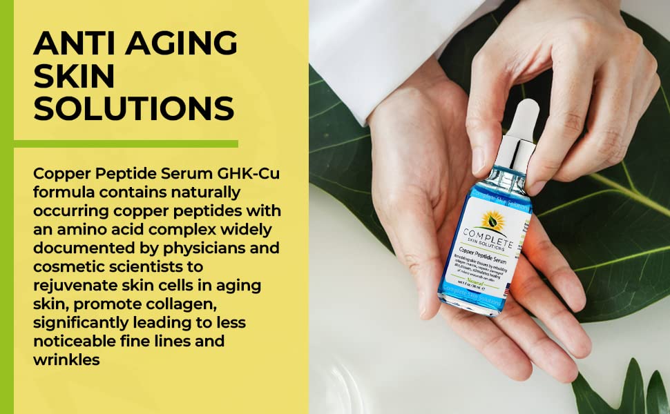 Complete Skin Solutions ingredient illustration emphasizing copper peptide support