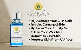 Complete Skin Solutions pump dispensing clear serum, controlled dosing benefit
