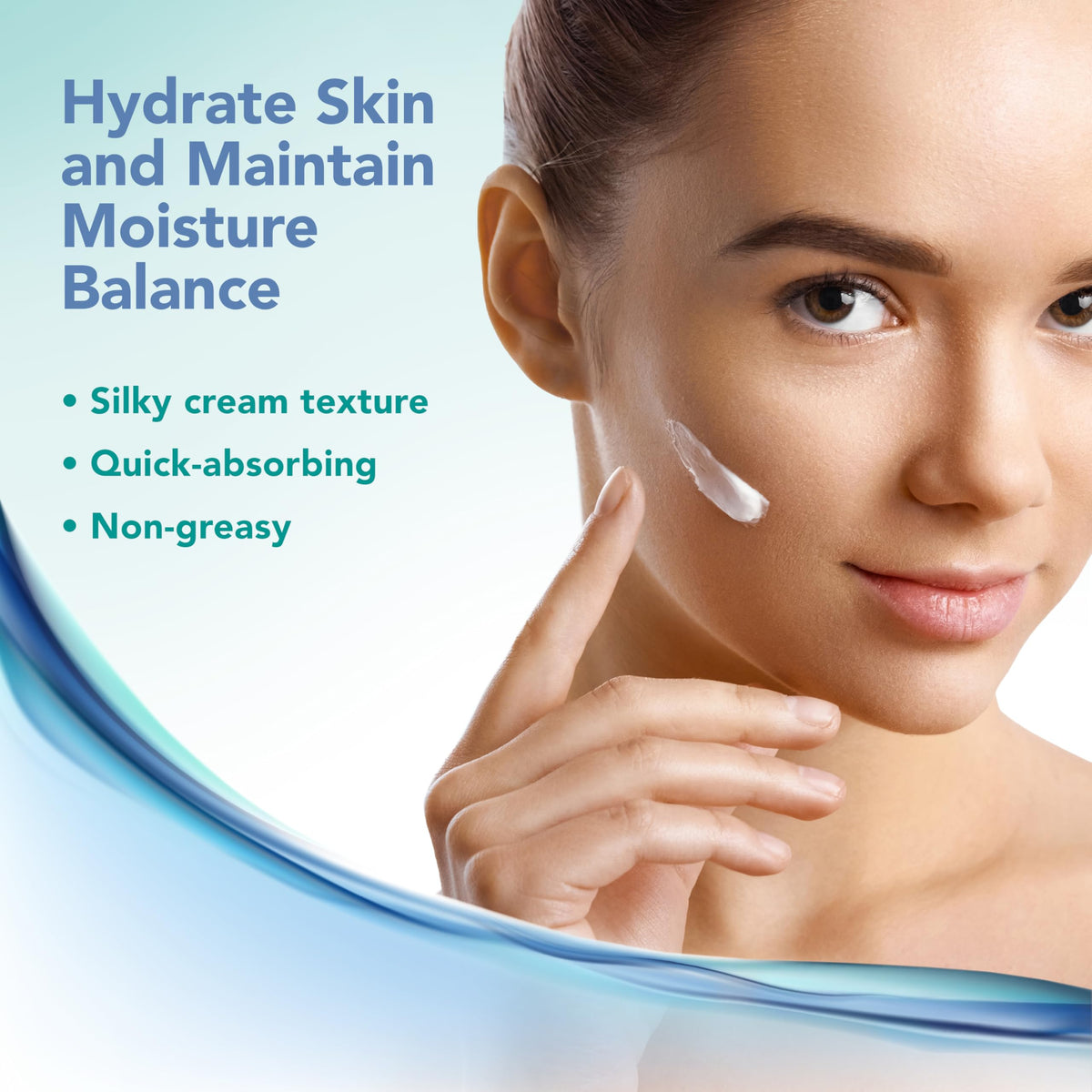 Complex 15 cream texture close-up showing lightweight spreadability benefit