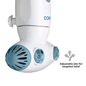 Conair suction cups and adjustable neck, ensures secure tub fit benefit