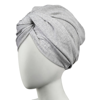 Conair turban front view showing secure wrap and reduced frizz benefits