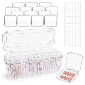 CONBOLA front view of clear storage box showing organized nail sets and easy selection