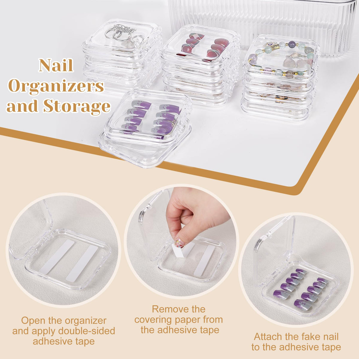 CONBOLA open view of individual nail boxes displaying separated press-on nail sets