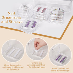 CONBOLA open view of individual nail boxes displaying separated press-on nail sets