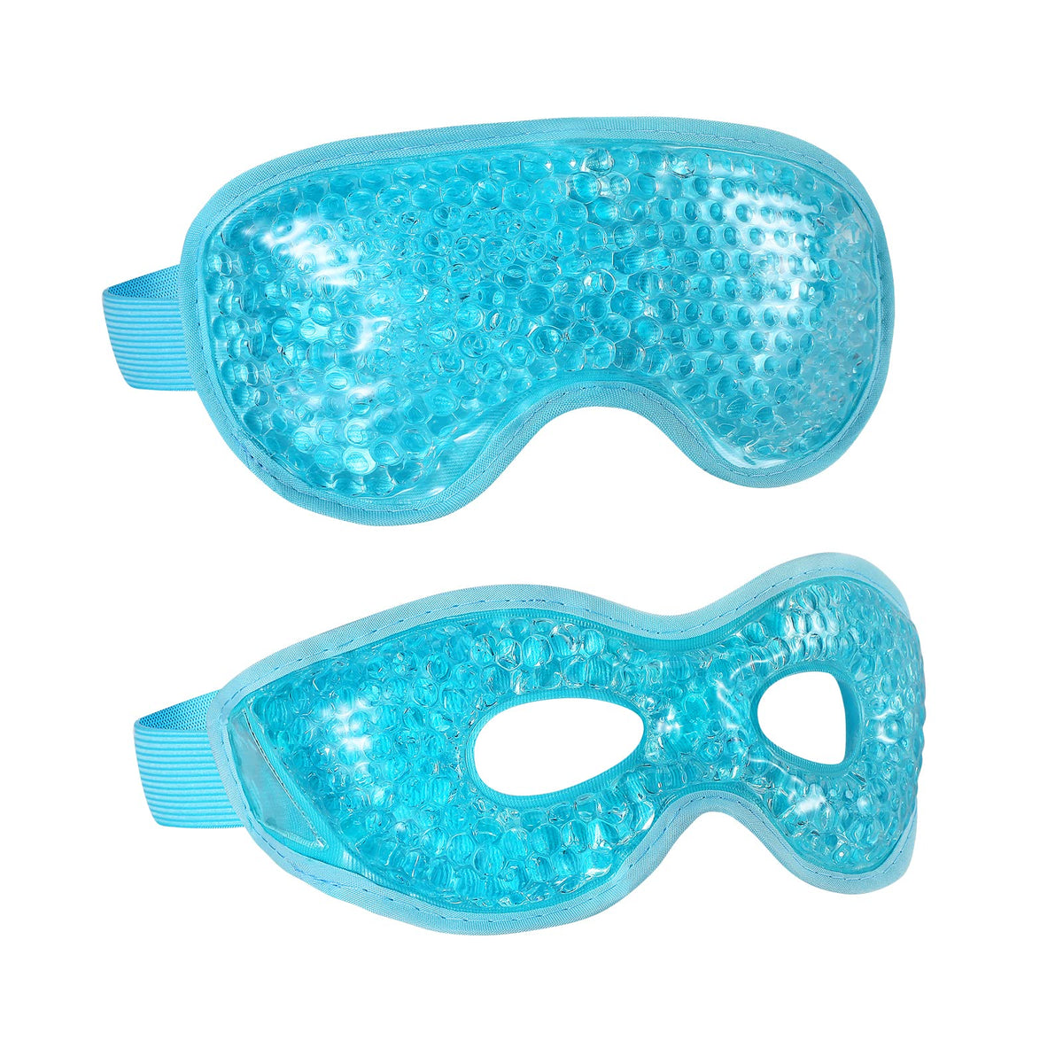 CONSGIJI front view of two blue gel eye masks, clear product benefit