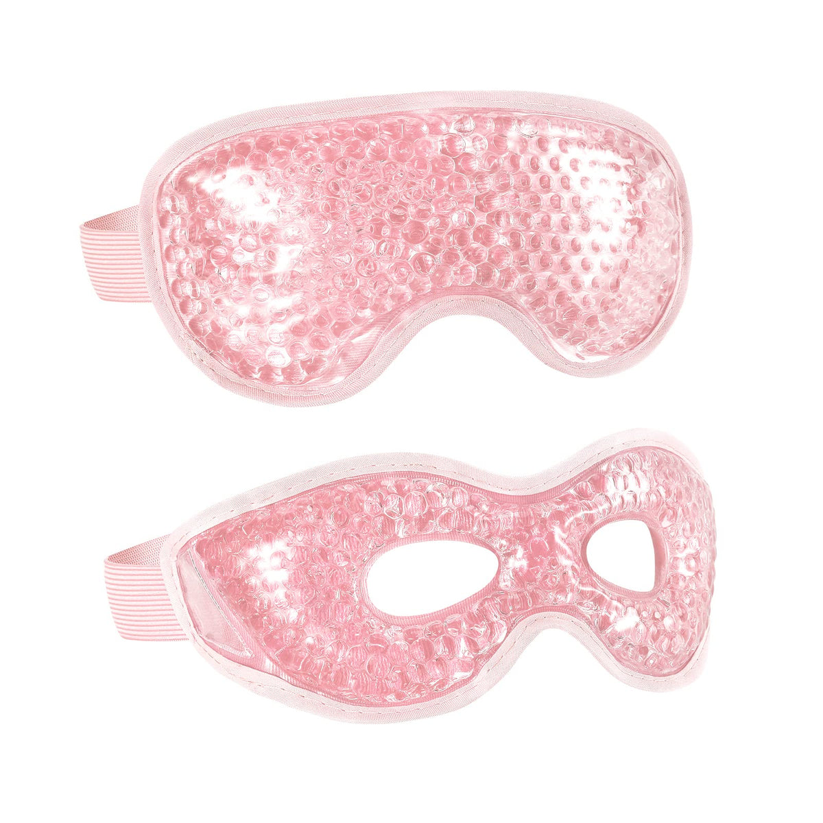 CONSGIJI front view of two pink gel eye masks showing shape and color for easy identification