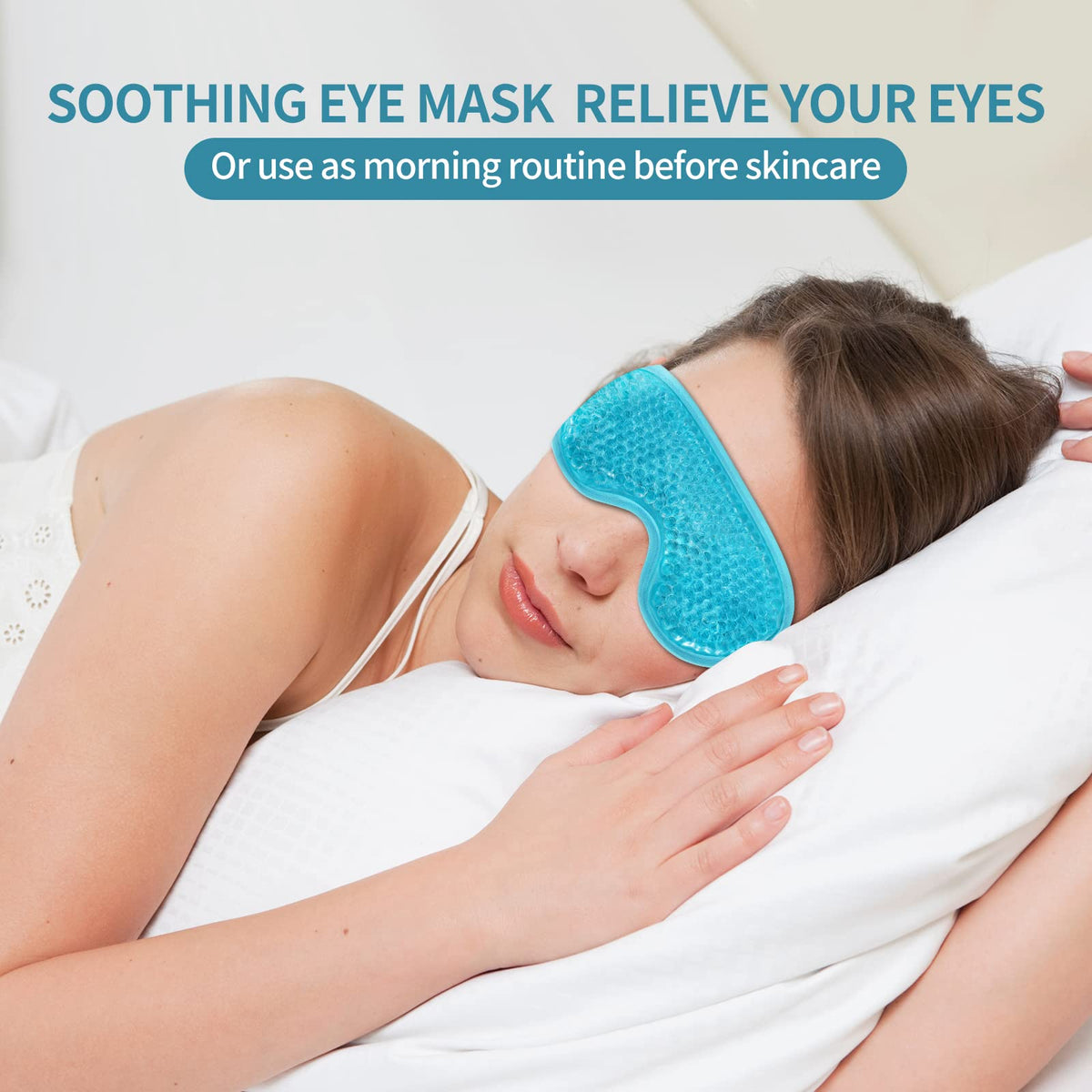 CONSGIJI gel eye mask chilling in refrigerator for quick cooling
