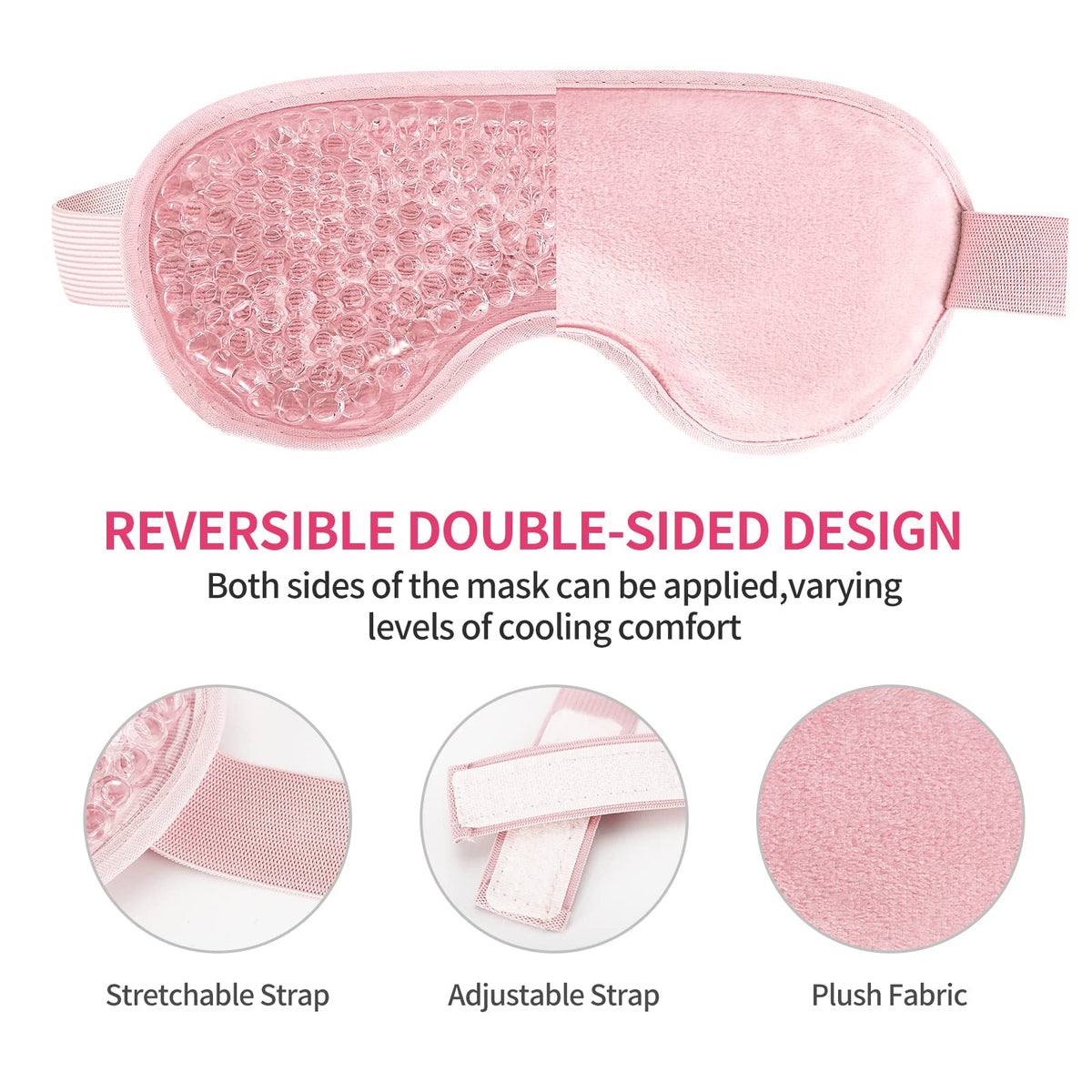 CONSGIJI eye mask worn by model showing chilled mask providing soothing comfort